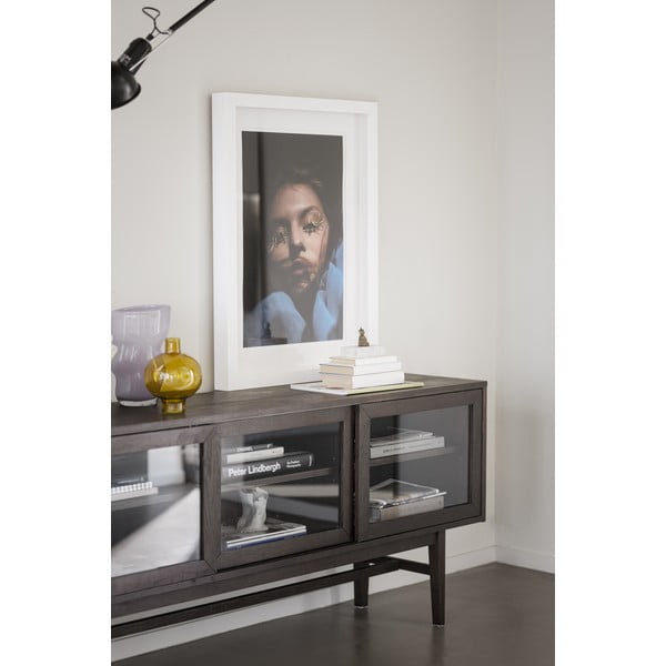 Vetrina marrone in rovere con ante scorrevoli 170x75 cm Hazelton - Rowico-image-3