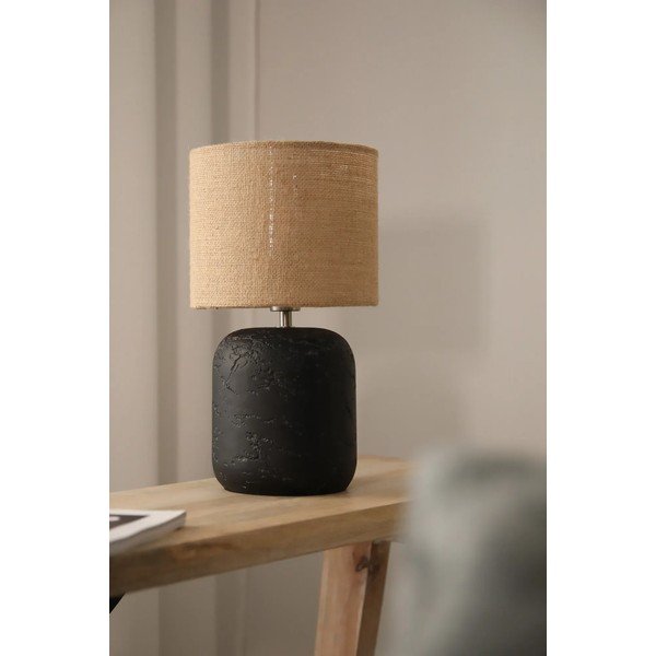 Lampada da tavolo con paralume in juta di colore nero e naturale (altezza 32,5 cm) Montagna - Markslöjd-image-3