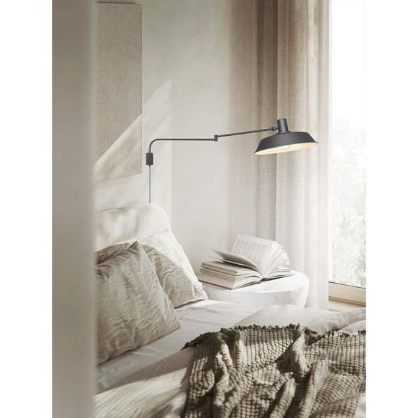 Lampada da parete nera opaca con alimentazione a corrente con struttura flessibile ø 35,5 cm Bolder – Trio-image-1