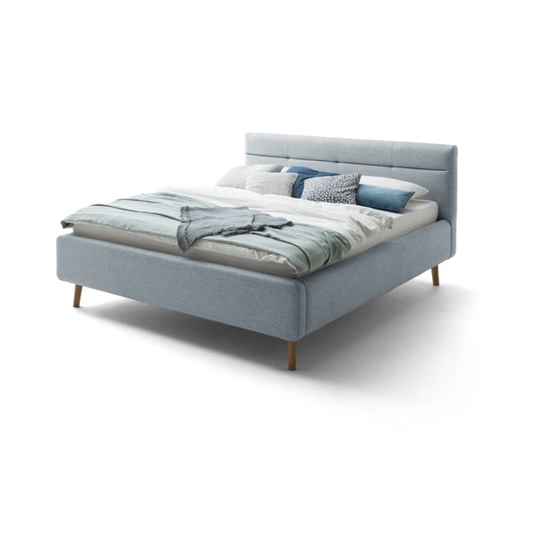 Letto matrimoniale imbottito grigio e blu con contenitore e griglia 160x200 cm Lotte - Meise Möbel