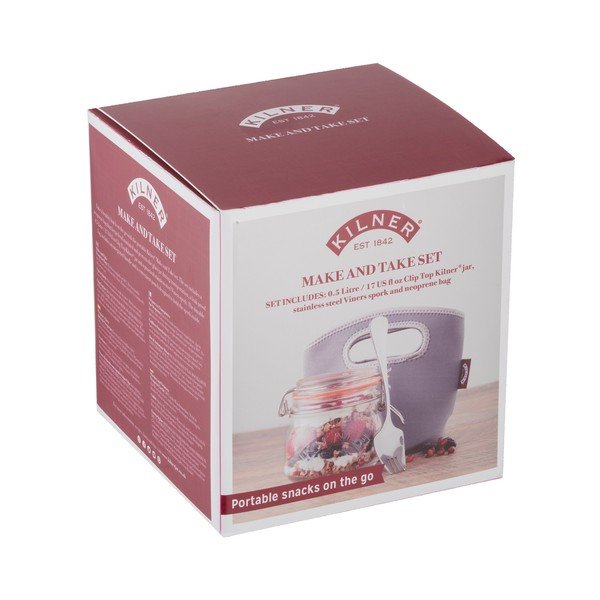 Malý set cestovní sklenice s klipem, vidličky a tašky Kilner-image-1