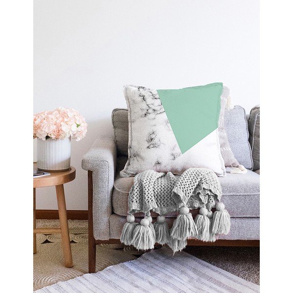 Federa in misto cotone verde-grigio Marmo, 55 x 55 cm - Minimalist Cushion Covers-image-2