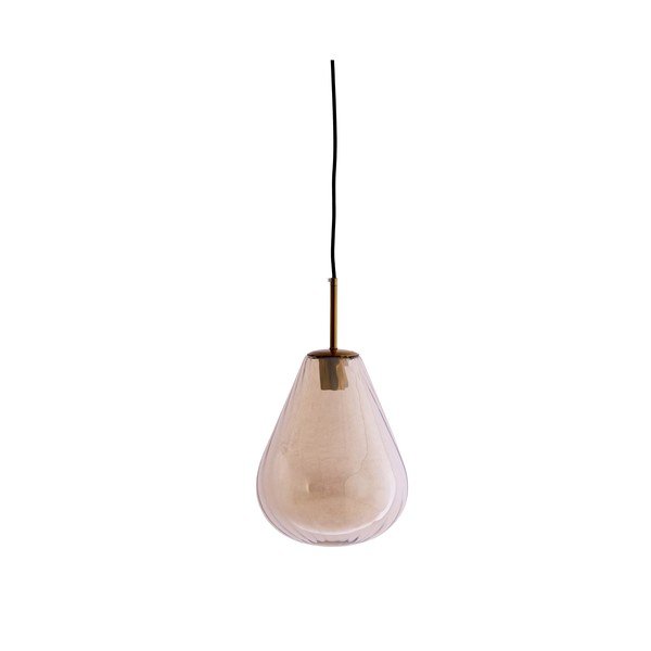 Lampadario color ambra con paralume in vetro Leona – Light & Living