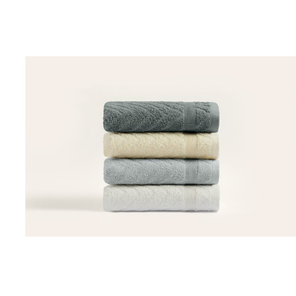 Set di asciugamani tipo terry gialli/grigi in cotone 4 pz 50x90 cm – Foutastic