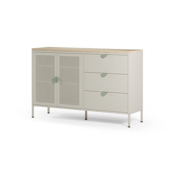 Credenza color crema/di colore naturale in metallo 140x90x40 cm Sayla – Marckeric-image-4