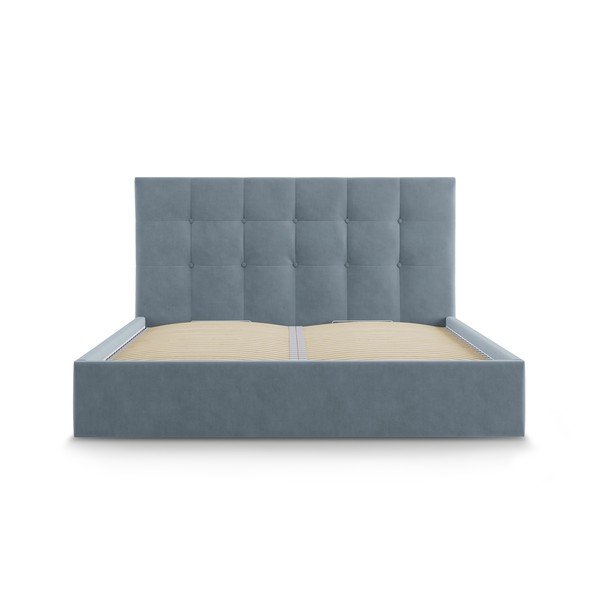 Letto matrimoniale imbottito azzurro con contenitore con griglia 180x200 cm Nerin - Mazzini Beds-image-2