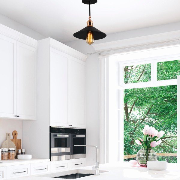 Plafoniera nera con paralume in metallo ø 24 cm Berceste – Opviq lights-image-3