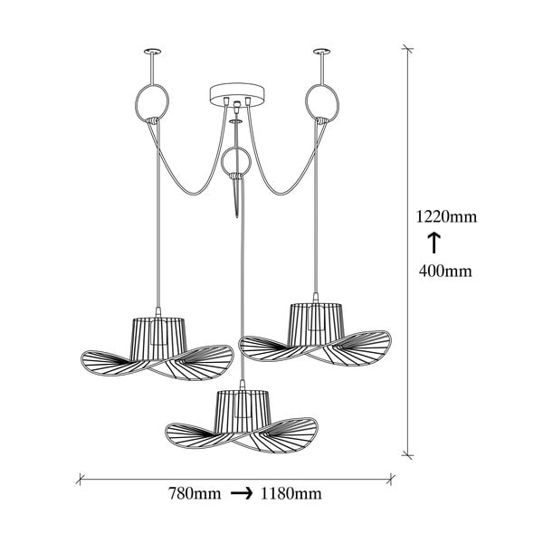 Lampadario nero con paralume in metallo ø 78 cm Tel – Opviq lights-image-3
