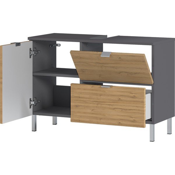 Mobile grigio sotto il lavabo in rovere 80x56 cm Mauresa - Germania-image-3