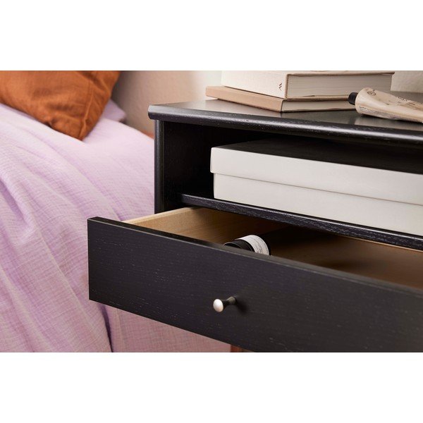 Comodino nero sospeso con ripiani Mistral - Hammel Furniture-image-4