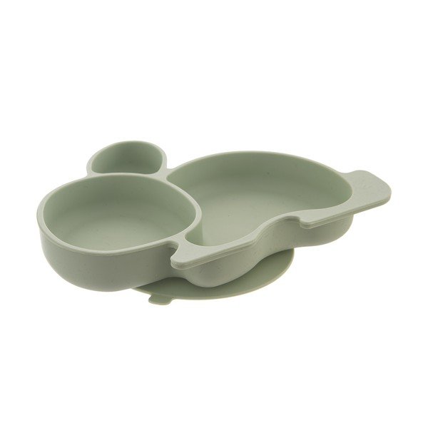 Piatto per bambini color salvia in silicone 18x23 cm Bunny – Orion-image-3
