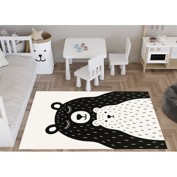 Tappeto per bambini bianco e nero lavabile 100x160 cm Bear Family v2 – Vitaus-image-1