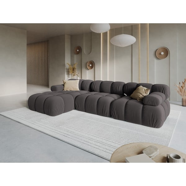 Divano in velluto grigio scuro 285 cm Bellis - Micadoni Home-image-1