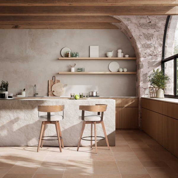 Set di sbagelli da bar color crema/di colore naturale in imbottito con braccioli 2 pz Ilia – MOME-image-1