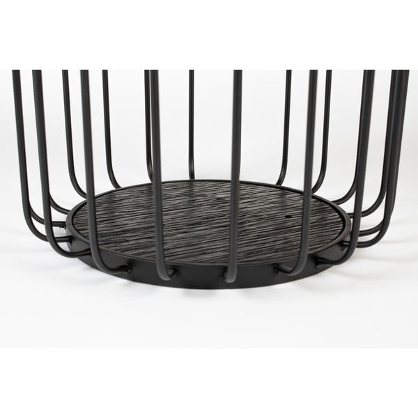 Tavolino nero con piano in vetro , ø 35 cm Lance - White Label-image-3
