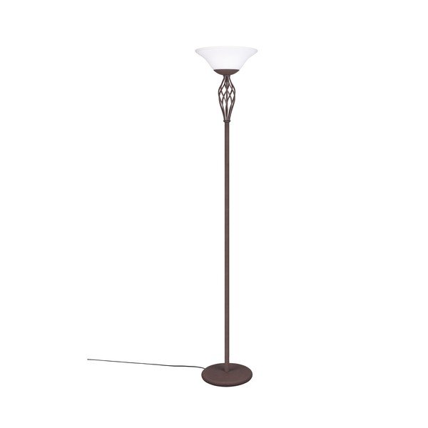 Lampada da terra marrone scuro con paralume in vetro (altezza totale 180 cm) Rustica – Trio