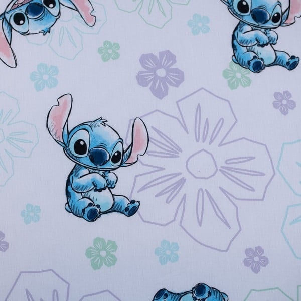 Lenzuolo singolo per bambini in cotone elasticizzato bianco 90x200 cm Lilo and Stitch "Ohana White" - Jerry Fabrics-image-2
