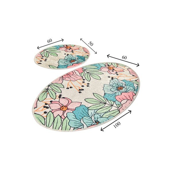 Set di 2 tappetini ovali per il bagno Pastel Bloom - Foutastic-image-2
