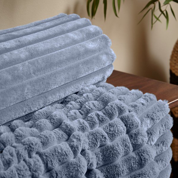 Coperta blu in micropile 130x170 cm Cosy Ribbed – Catherine Lansfield-image-2