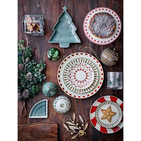 Piatto rosso in gres a tema natalizio ø 23 cm Yule – Bloomingville-image-3