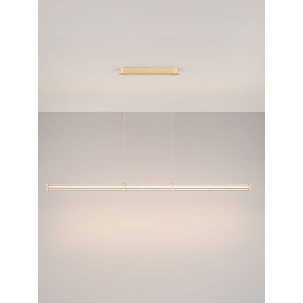 Lampadario LED oro opaco in metallo con paralume in vetro acrilico con intensità regolabile Pheme – Nova Luce-image-3