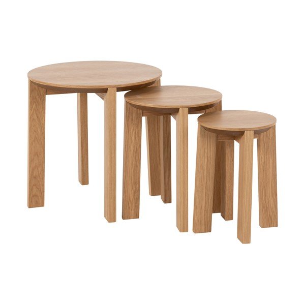 Set di 3 tavoli contenitori rotondi in rovere ø 50 cm Maxime - Actona-image-2