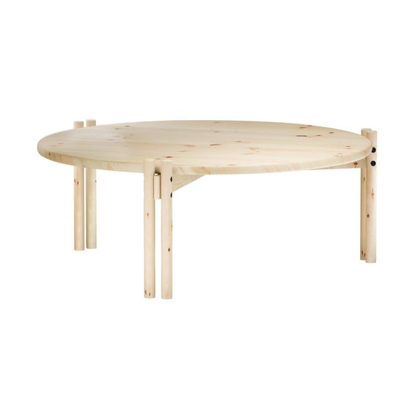 Tavolino rotondo in legno di pino in colore naturale ø 80 cm Sticks - Karup Design-image-3