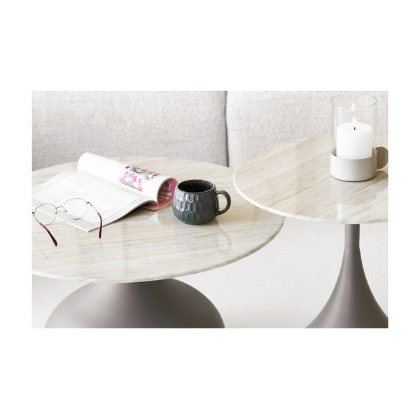Tavolino da salotto rotondo color kaki con piano in vetro ø 70 cm Pienza – House Nordic-image-3