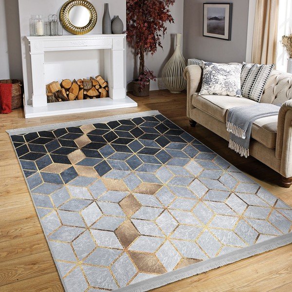 Tappeto blu-grigio 80x200 cm Optic - Mila Home-image-3