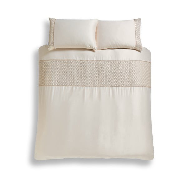 Set copripiumino e federa beige in microsatinato per letto matrimoniale e per letto esteso 230x220 cm Deco Sequin – Catherine Lansfield