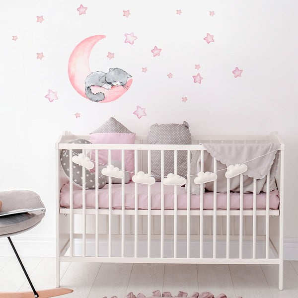 Adesivi murali rosa per bambini Magic Cat - Ambiance-image-1