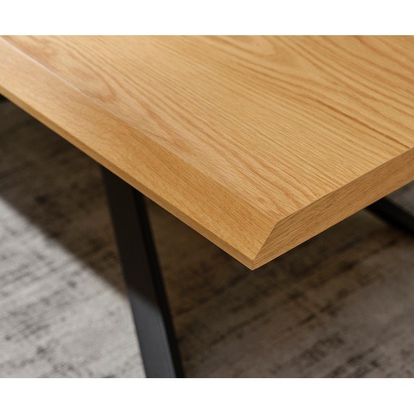 Tavolino con piano in rovere decorato in colore naturale 68x130 cm Arno - Unique Furniture-image-2