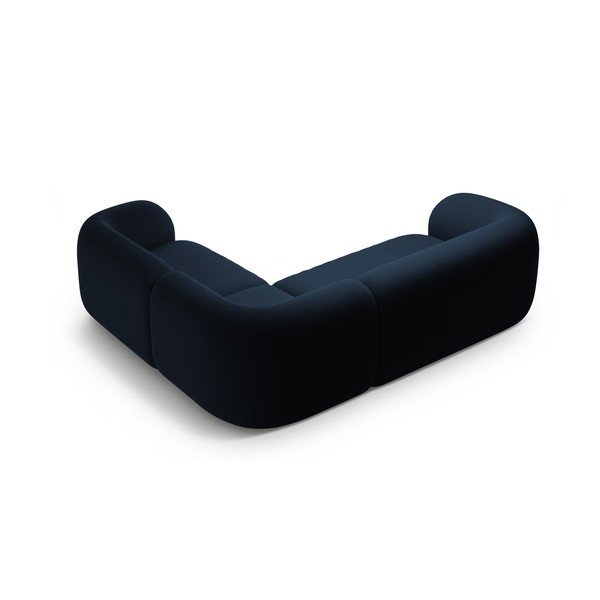 Divano angolare blu (con penisola a destra/a L) con rivestimento in velluto Kate – Micadoni -image-2