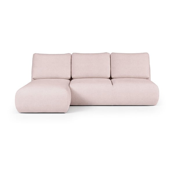 Divano angolare rosa chiaro (con penisola a sinistra e chaise lounge) rivestito in bouclé Mirel – Rodier