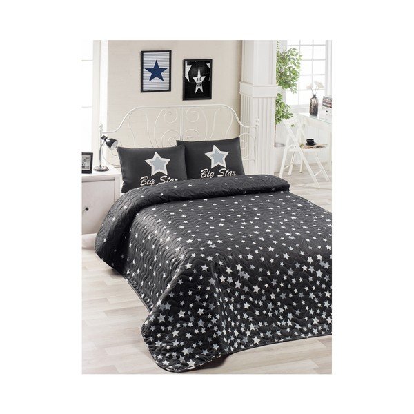 Set di copriletto e 2 federe in cotone nero Lesso Duro, 200 x 220 cm Whitestar - Mijolnir