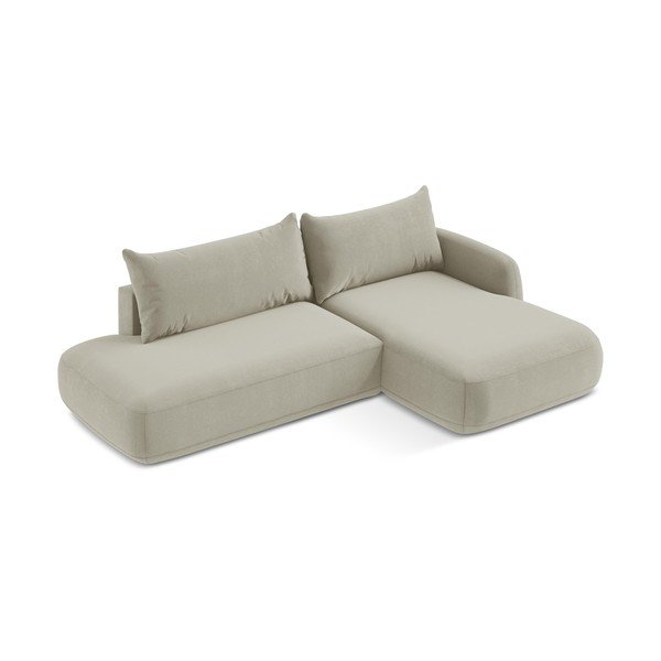 Divano angolare beige allungabile (con penisola a destra/con chaise lounge) Hale – Makamii-image-2