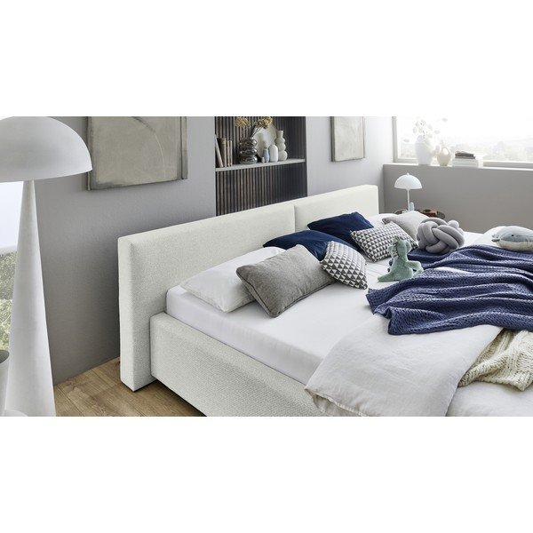 Letto matrimoniale imbottito bianco con contenitore con rete inclusa 200x240 cm Cube – Meise Möbel-image-3