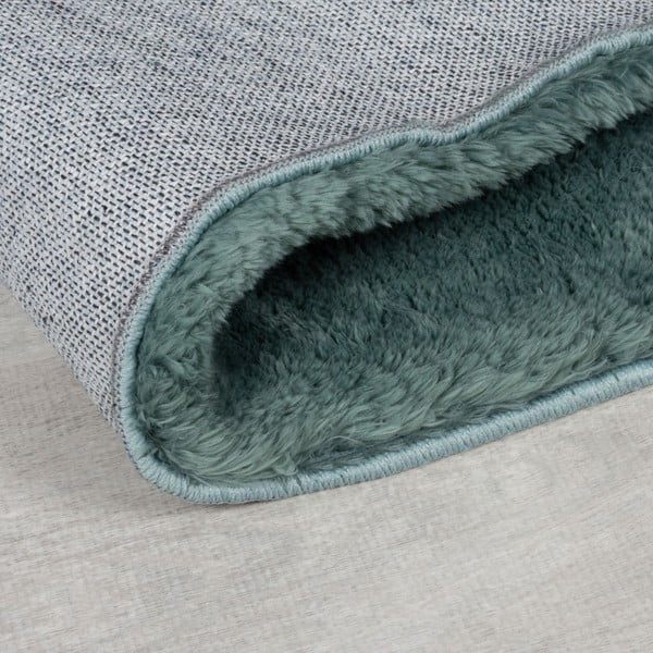 Tappeto in pelliccia sintetica color petrolio 160x230 cm Faroe Wool Look Fur - Flair Rugs-image-2