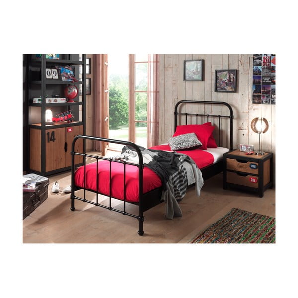 Letto per bambini in metallo nero , 90 x 200 cm New York - Vipack-image-2