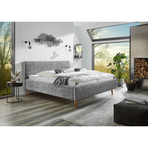 Letto matrimoniale imbottito grigio chiaro con rete inclusa 180x200 cm Primavera – Meise Möbel-image-1