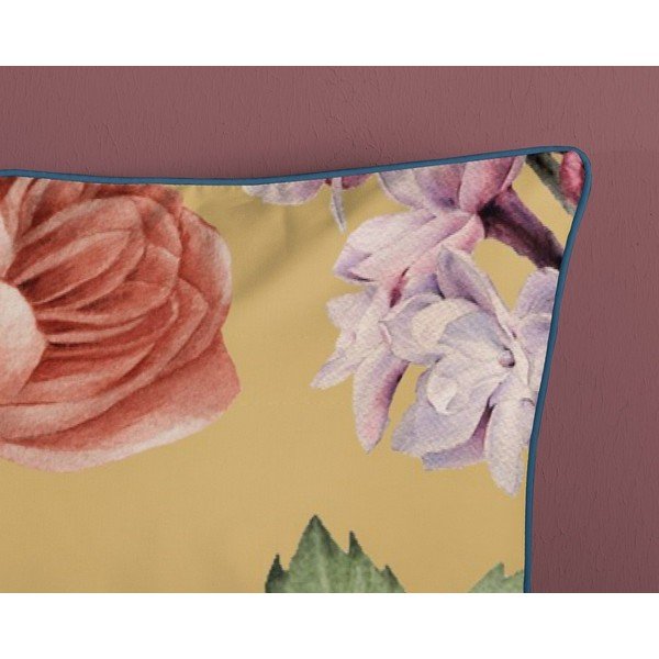 Lenzuolo singolo in cotone biologico giallo Flowery, 140 x 200 cm Organic - Descanso-image-3