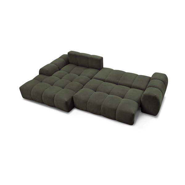 Divano angolare verde allungabile e con contenitore (penisola a sinistra/chaise lounge) con rivestimento in ciniglia Everest – Bobochic Paris-image-4