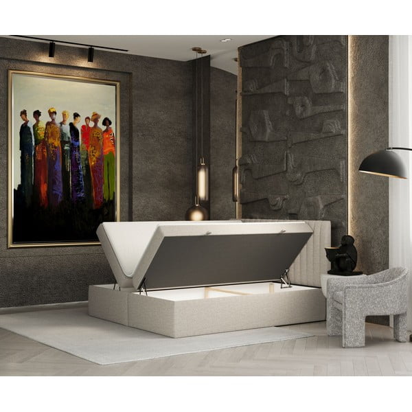 Letto boxspring beige con contenitore 140x200 cm Spencer - Maison de Rêve-image-2