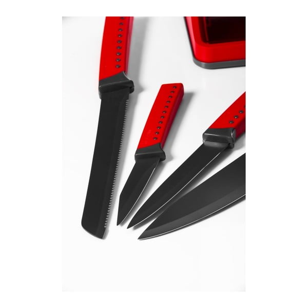 Set červeného bloku na nože a 5 nožů Red-image-3