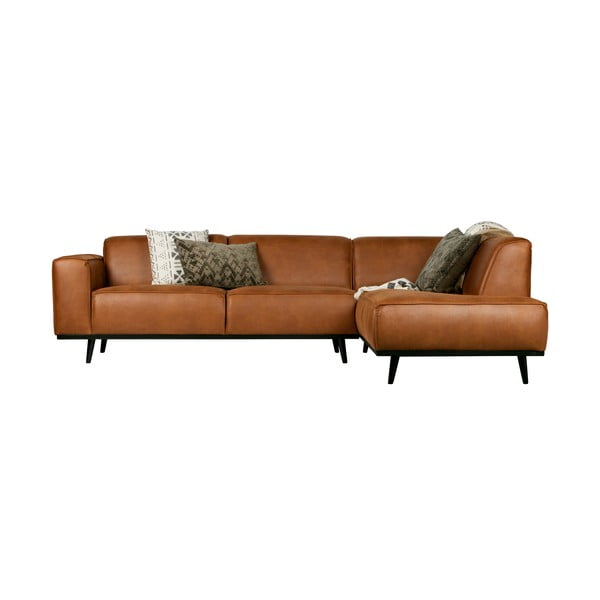 Divano angolare marrone (con penisola a destra/a L) con rivestimento in finta pelle Statement – WOOOD-image-4