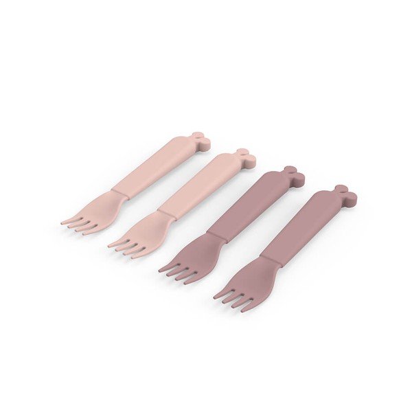 Posate per bambini in plastica rosa 4 pezzi Raffi - Done by Deer