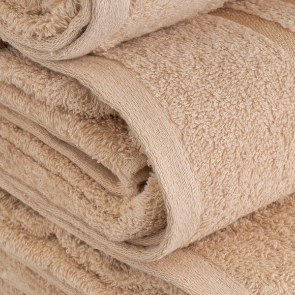 Asciugamano tipo terry beige in cotone 70x140 cm Simple – Casa Selección-image-3