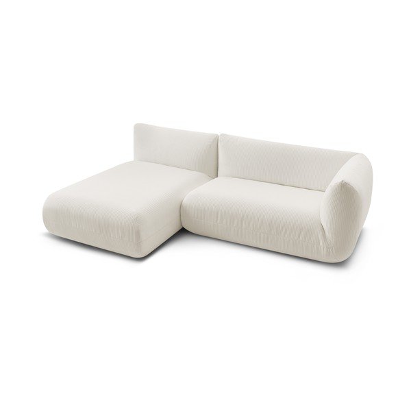 Divano angolare in velluto a coste bianco (angolo sinistro) Lecomte - Bobochic Paris-image-4