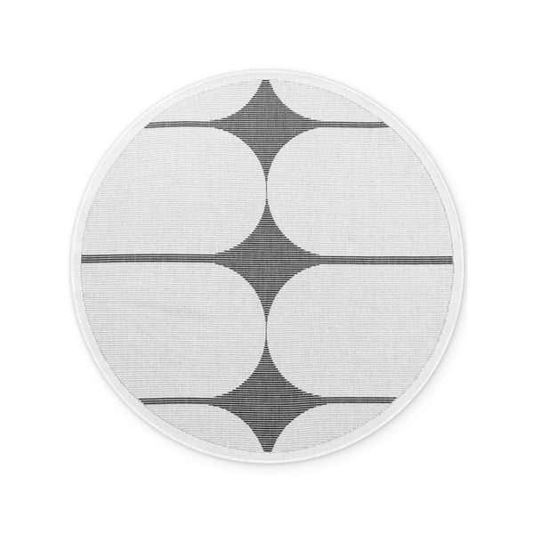 Tappeto da interno/esterno rotondo bianco e nero ø 160 cm Duet Bowen – NORTHRUGS