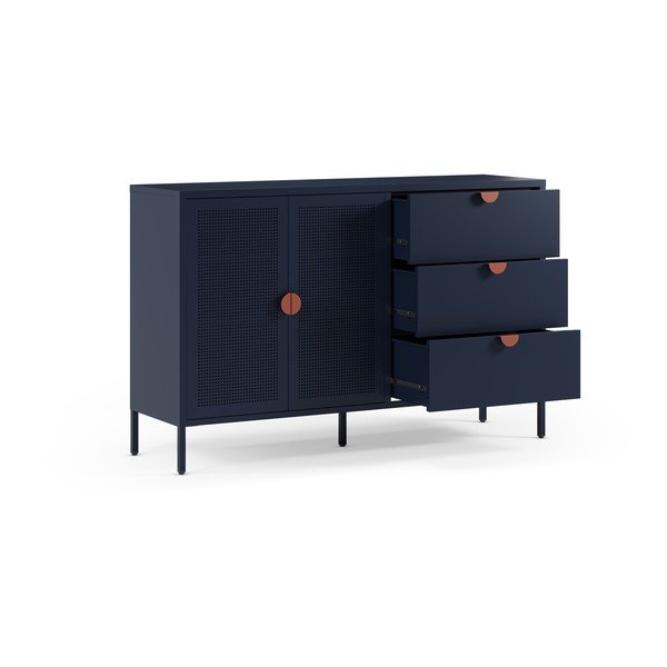 Credenza blu scuro in metallo 140x90x40 cm Sayla – Marckeric-image-1